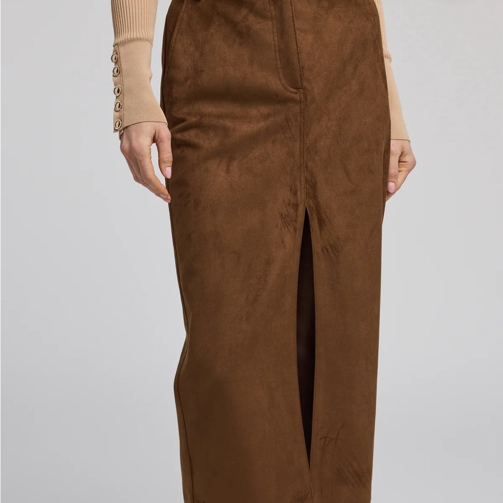 Generation Love Brown Maxi Pencil Skirt with Slit for Work